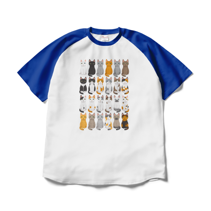 ラグランTシャツ - XL - ホワイト×ロイヤルブルー