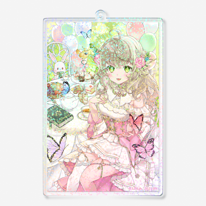 ホログラムアクリルキーホルダー - 100 × 100mm (グリッター)