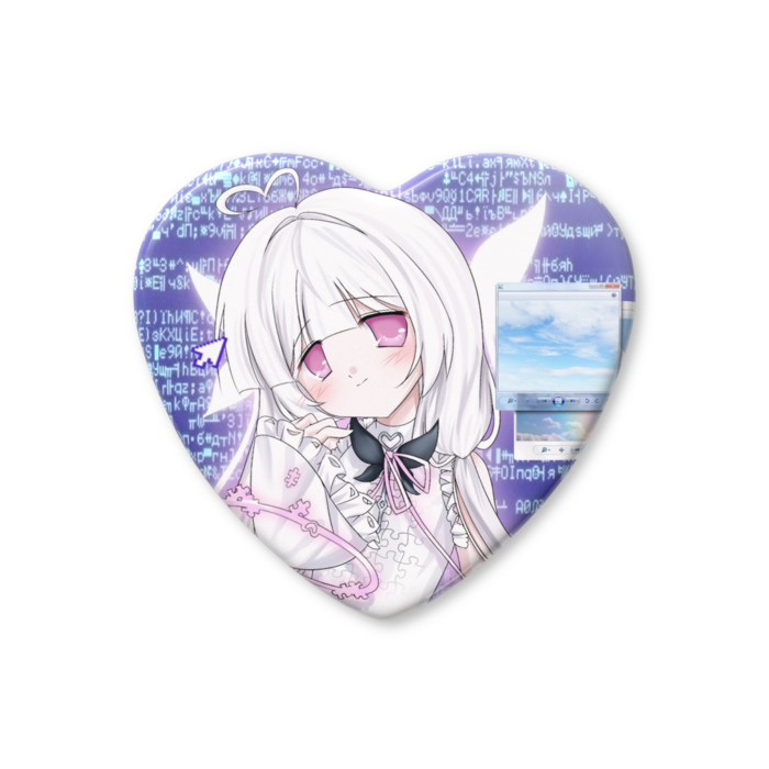 ハート缶バッジ - 52.5 × 57mm