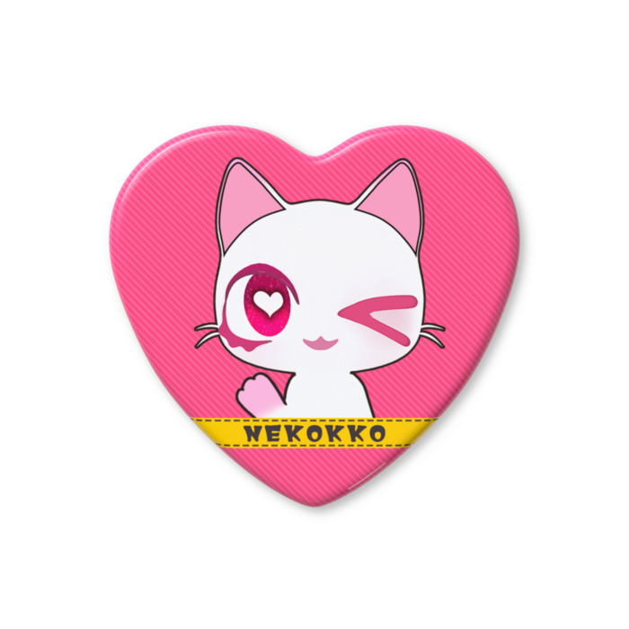 ハート缶バッジ - 52.5 × 57mm