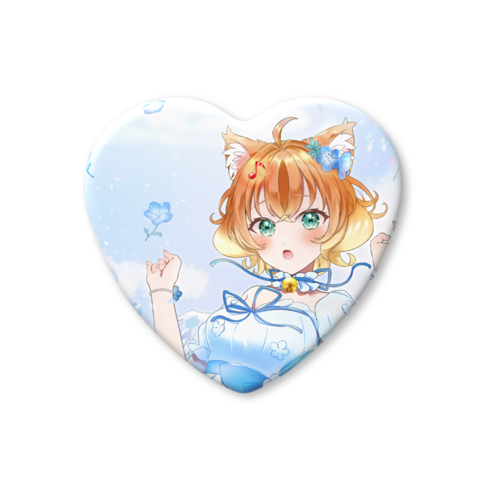 ハート缶バッジ - 52.5 × 57mm