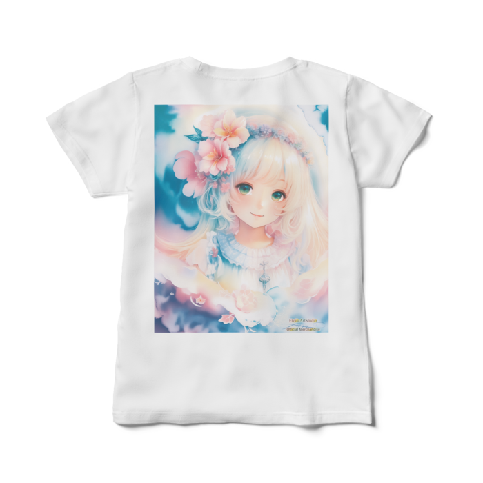(背面プリント)「夢見る瞳8」レディースTシャツ - M - 白