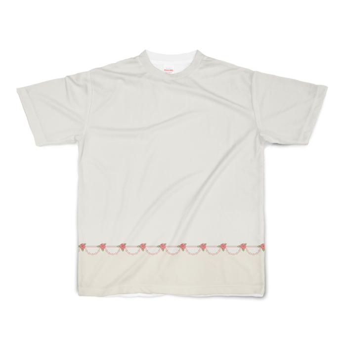 フルグラフィックTシャツ　赤薔薇×ベージュ　S