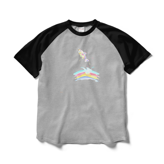 ラグランTシャツ - L - 杢グレー×ブラック