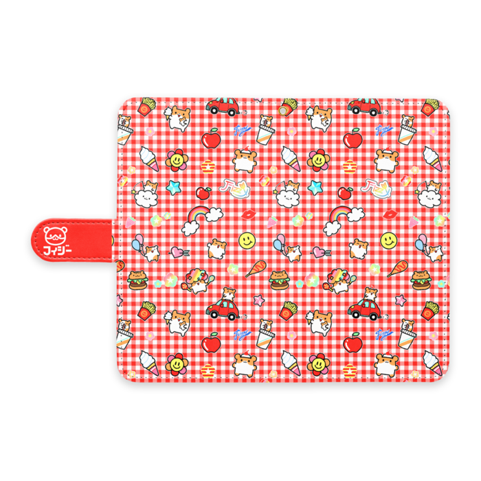手帳型Androidケース - L - ストラップ穴 あり(赤)