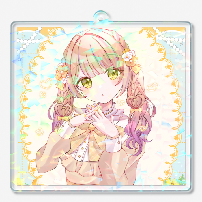 ホログラムアクリルキーホルダー𖧷ハートツイン - 70 × 70mm