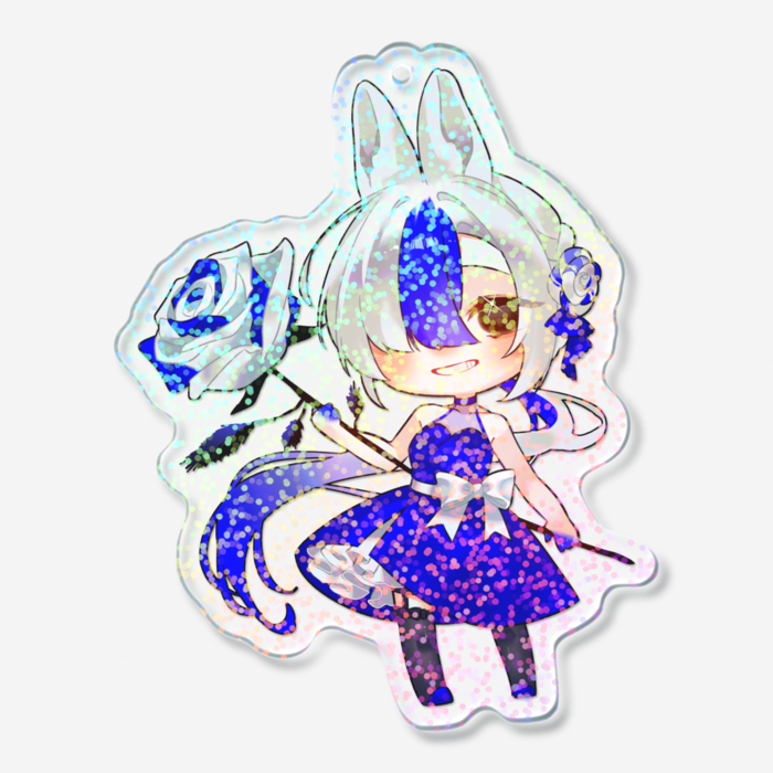 ホログラムアクリルキーホルダー - 70 × 70mm グリッター