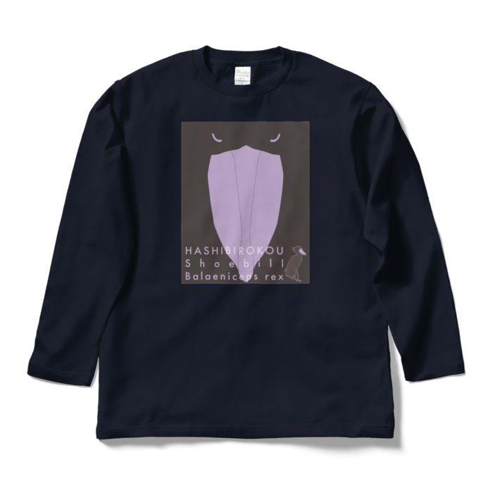 ロングスリーブTシャツ - L - ネイビー-紫