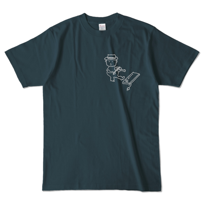 Tシャツ - L - デニム (濃色)-キャラ小