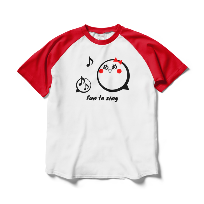 ラグランTシャツ - L - ホワイト×レッド