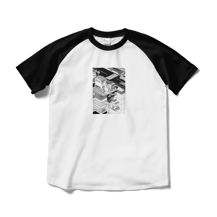 ラグランTシャツ - M - ホワイト×ブラック