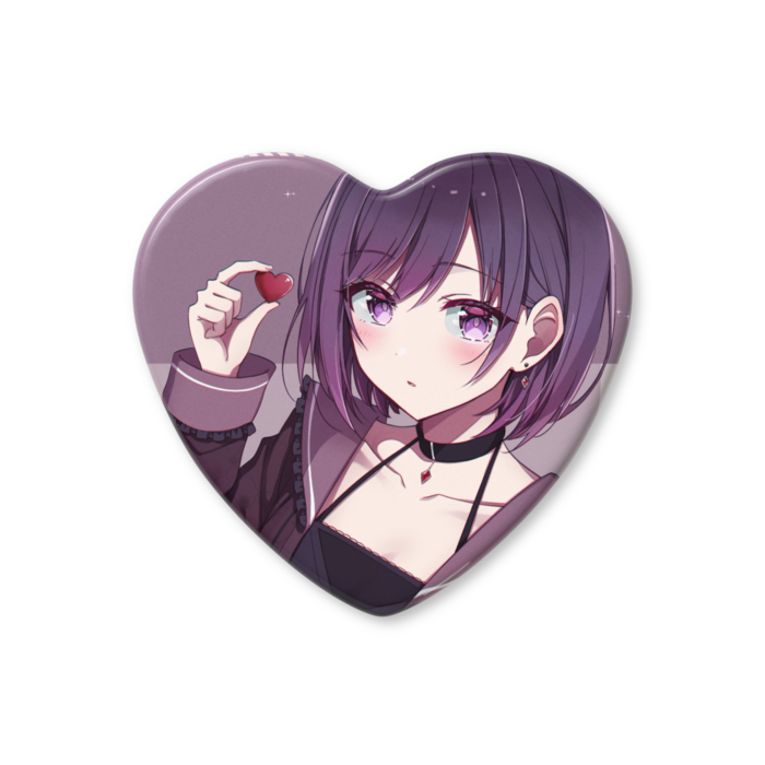 ハート缶バッジ - 57 × 52.5mm