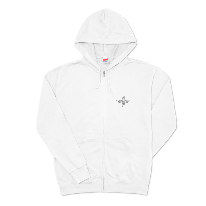 ジップパーカー - XL - 両面-ホワイト