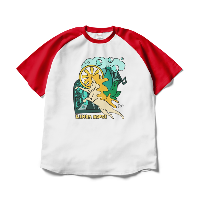 ラグランTシャツ - XL - ホワイト×レッド