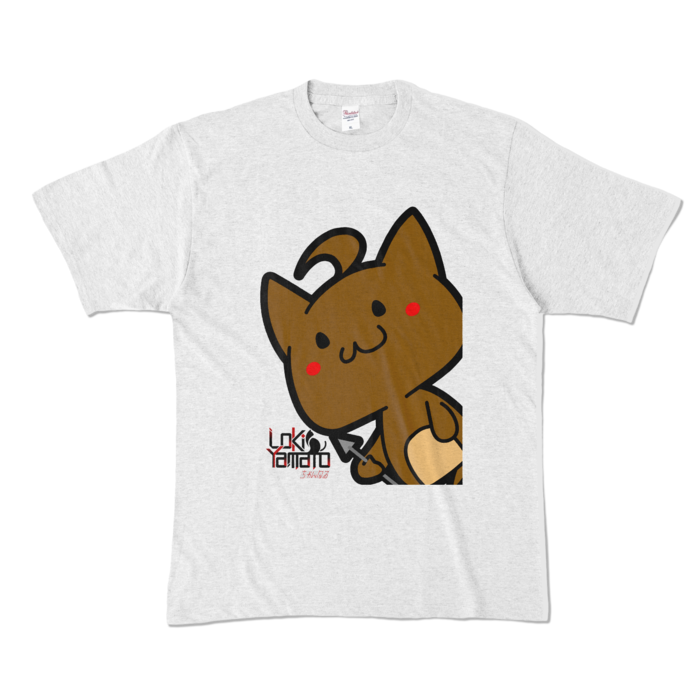 にゃぽもTシャツ - XL - アッシュ (淡色)