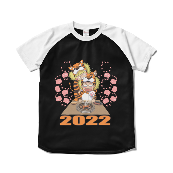 ラグランTシャツ - S - ブラック×ホワイト