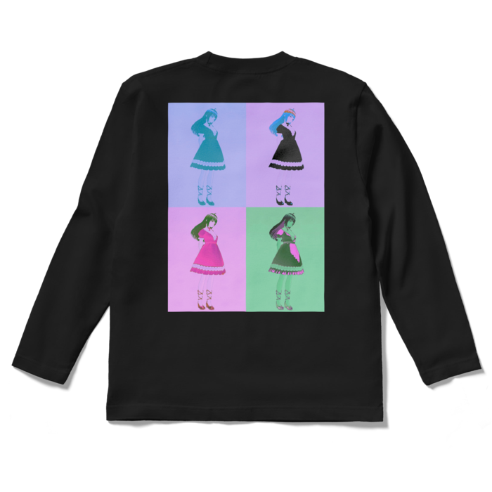 黒ロングスリーブTシャツ - S - (紫模様)