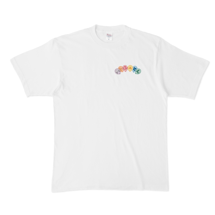 ハトふーせんのなかまたちTシャツ（両面プリント） - XL - 白