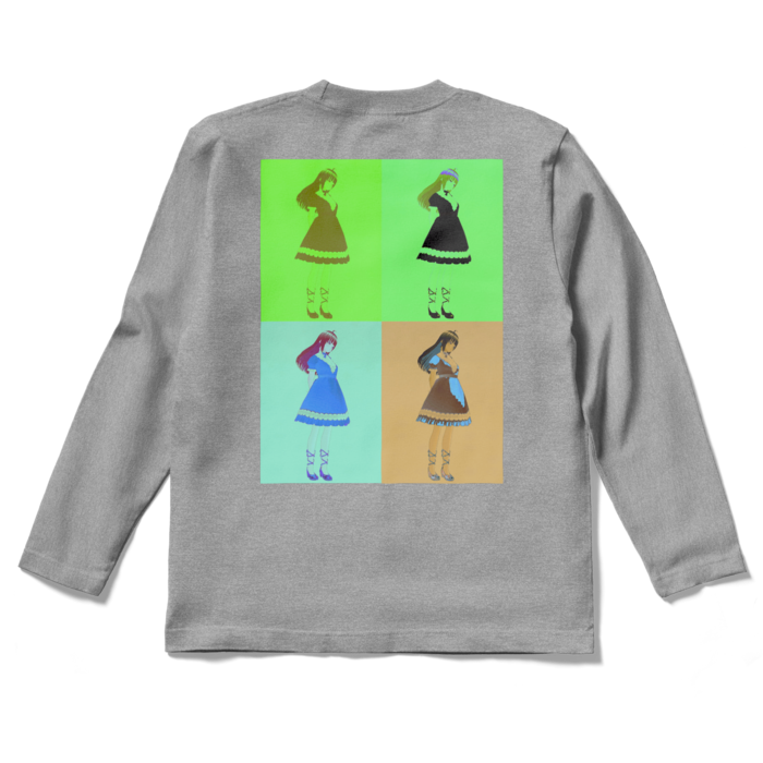 灰ロングスリーブTシャツ - S - (緑模様)