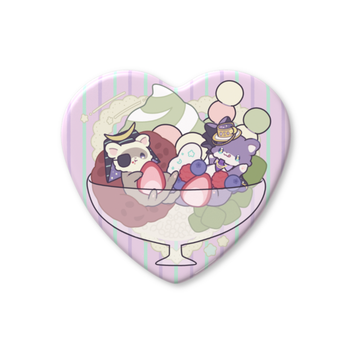なかよしハート缶バッジ - 57 × 52.5mm