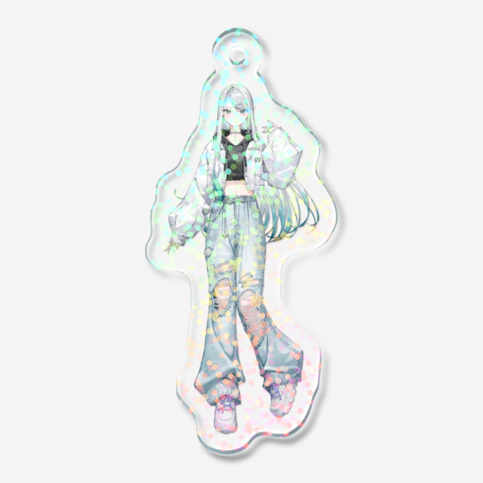 ホログラムアクリルキーホルダー（グリッター）- 50 × 50mm