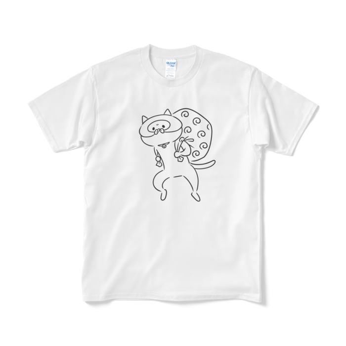 こそ泥ねこモノクロTシャツTシャツ(短納期) - M - ホワイト