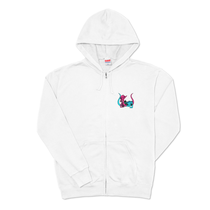 ジップパーカー - XL - 左胸（ホワイト）