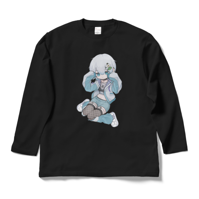 ロングスリーブTシャツ - L - ブラック（きょとん顔）
