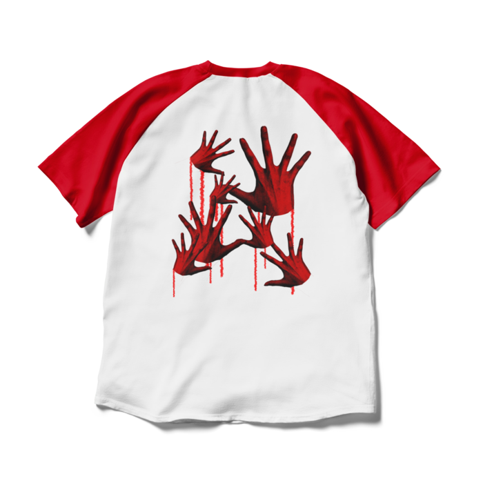 ラグランTシャツ - XL - ホワイト×レッド