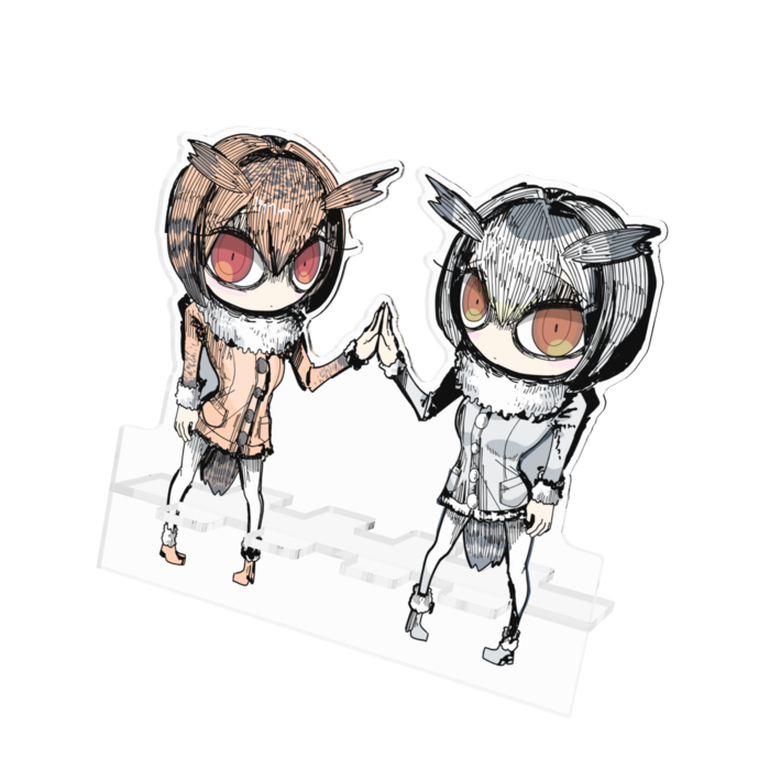 コノハ博士とミミ助手|アクリルスマホスタンド - 160x160mm