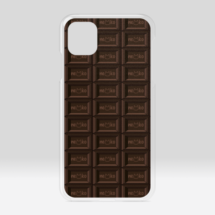 猫の模様が入ったチョコレート 板チョコ風クリアiPhoneケース