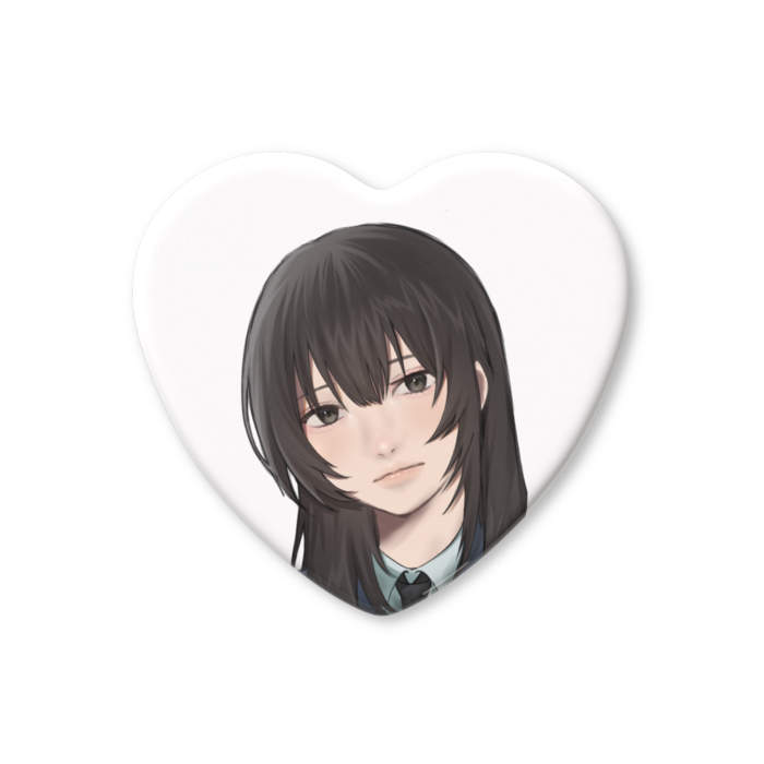 ハート缶バッジ - 57 × 52.5mm