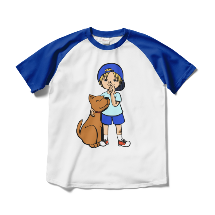 ラグランTシャツ - M - ホワイト×ロイヤルブルー