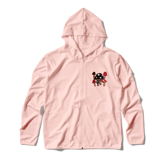 (両面プリント)きのこドライジップパーカー - M - ライトピンク