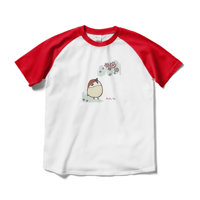 ラグランTシャツ - M - ホワイト×レッド