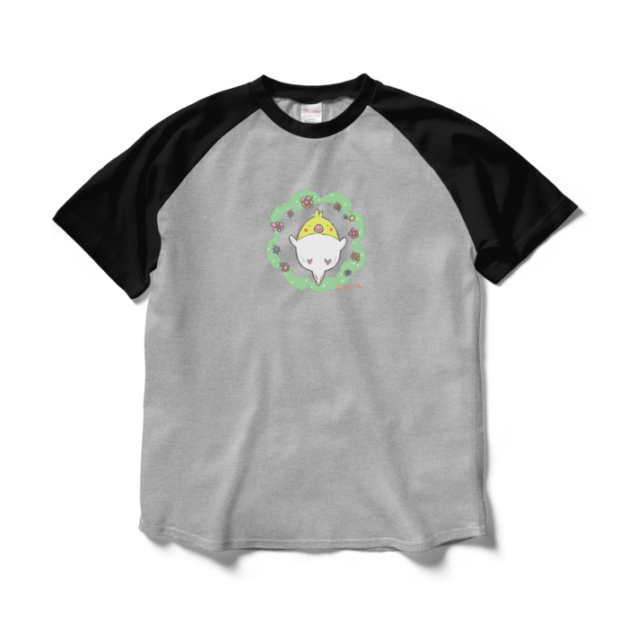 ラグランTシャツ - L - 杢グレー×ブラック(2)