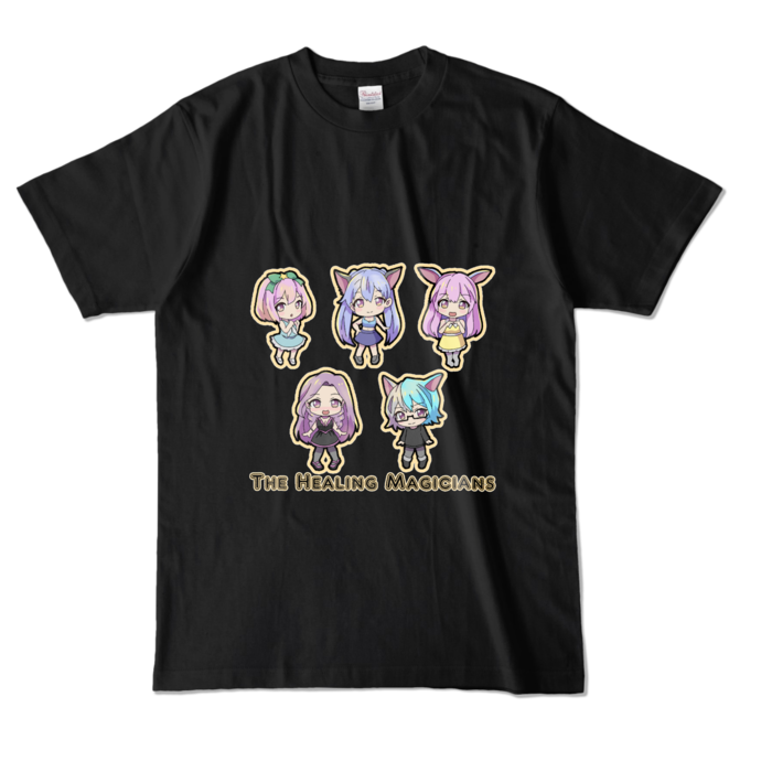 カラーTシャツ - L - 黒／カラー柄