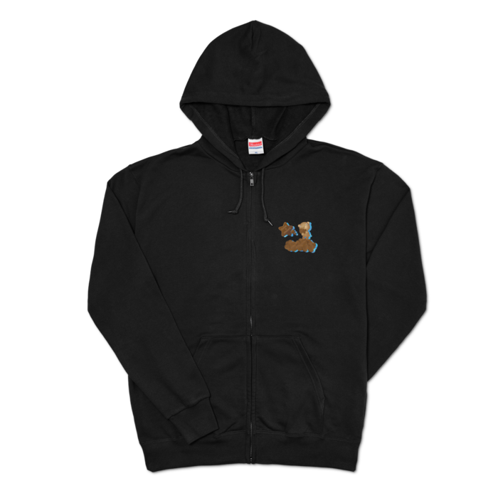 ジップパーカー - XL - 左胸(1)　ブラック