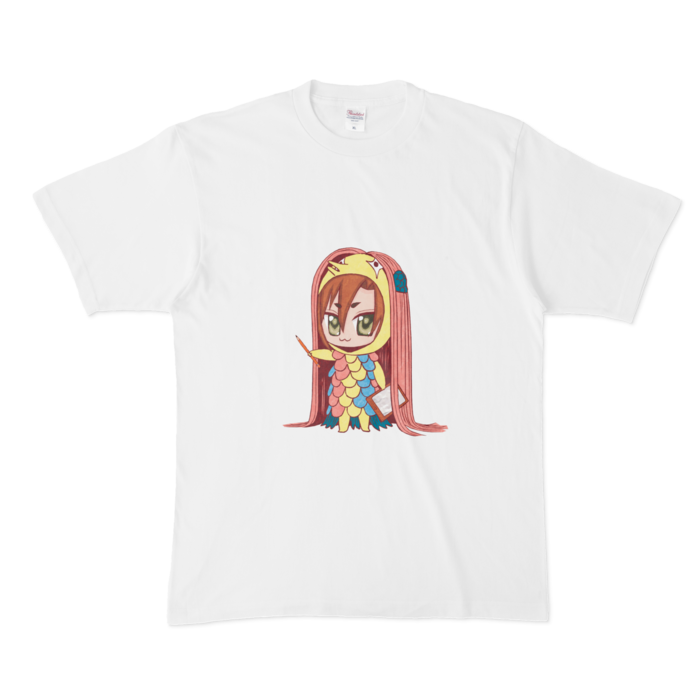 Tシャツ - XL - 白_こたアマビエちゃん(前面)