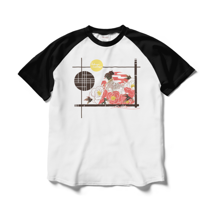 ラグランTシャツ - L - ホワイト×ブラック(1)