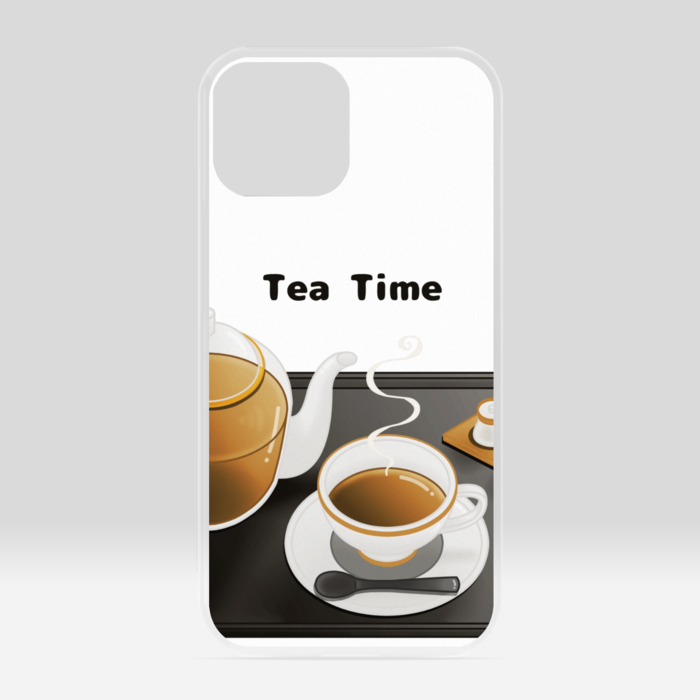 クリアiPhoneケース　紅茶×白背景　iPhone 13mini