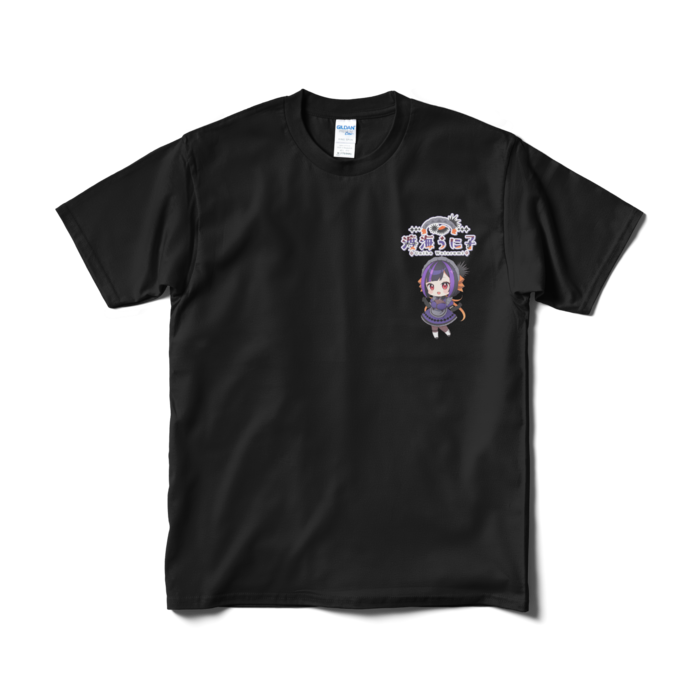 胸に小さく背中にドーン Tシャツ(短納期) - M - ブラック