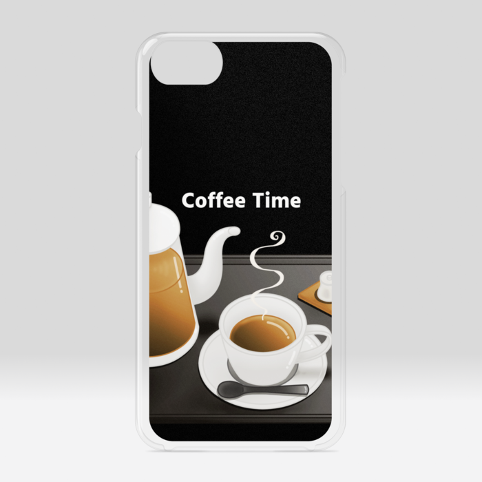 クリアiPhoneケース　珈琲×黒背景　iPhone 6 / 7 / 8 / SE(第2・第3世代)