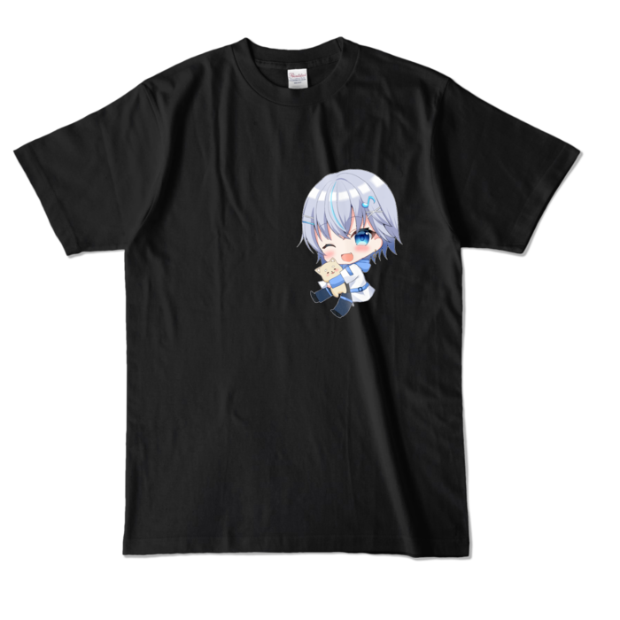 ワンポイントカラーTシャツ - L - ブラック (濃色)