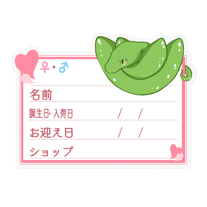 【🐍お名前ステッカー】グリンパイ(アルー) ‐ハート/ピンク