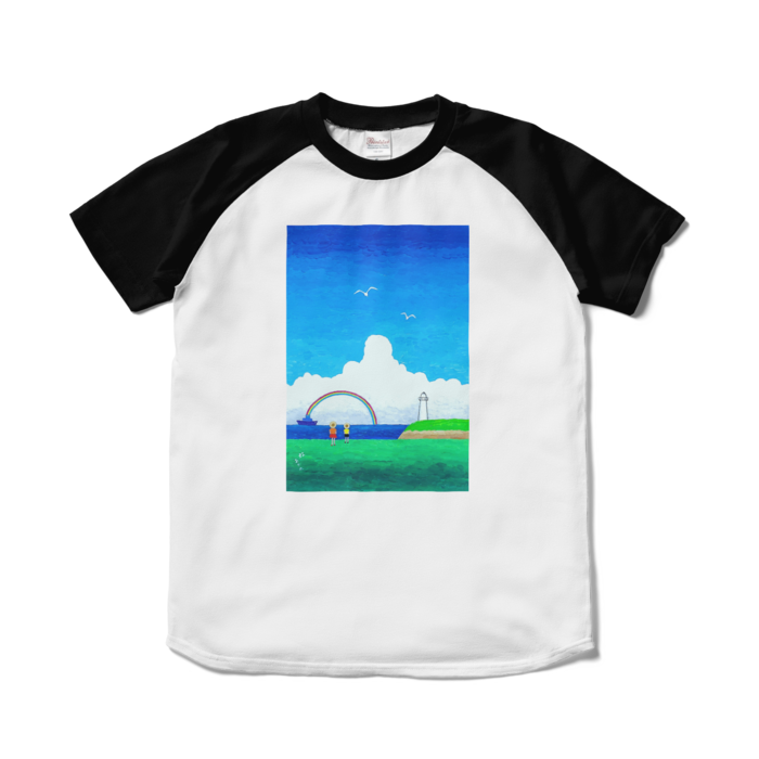 ラグランTシャツ - S - ホワイト×ブラック