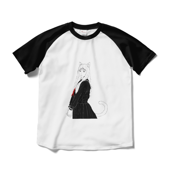 ラグランTシャツ - M - ホワイト×ブラック