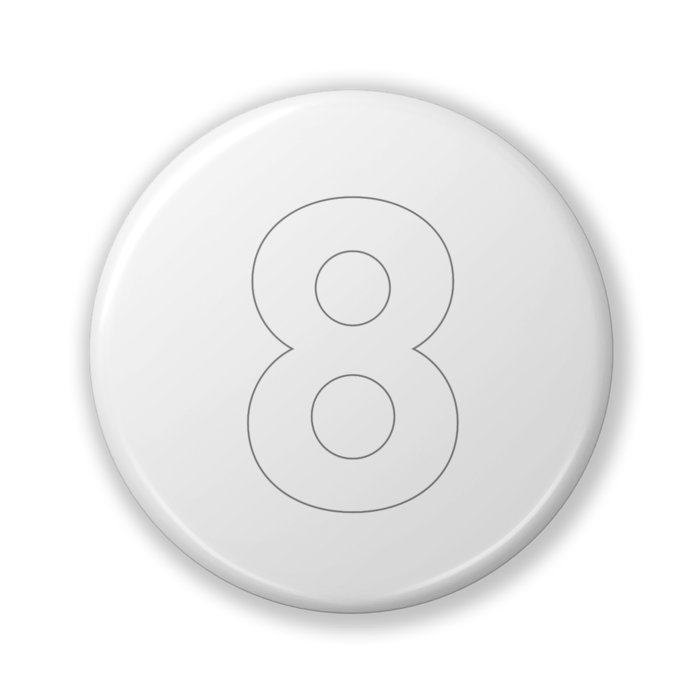 【8(ハチ)】〈ホワイト〉缶バッジ- 32mm