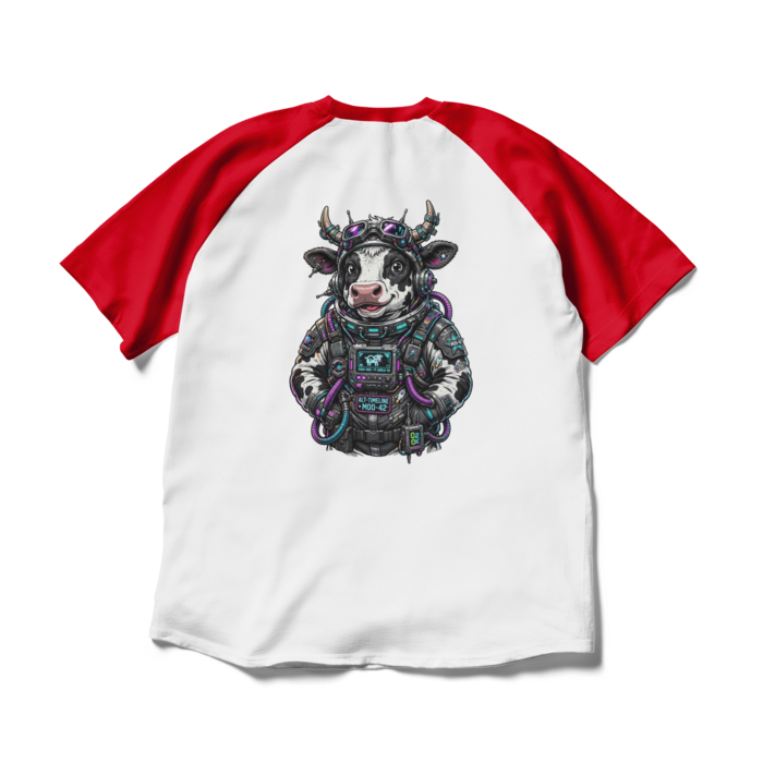 ラグランTシャツ - XL - ホワイト×レッド(1)