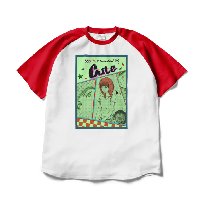 ラグランTシャツ - XL - ホワイト×レッド